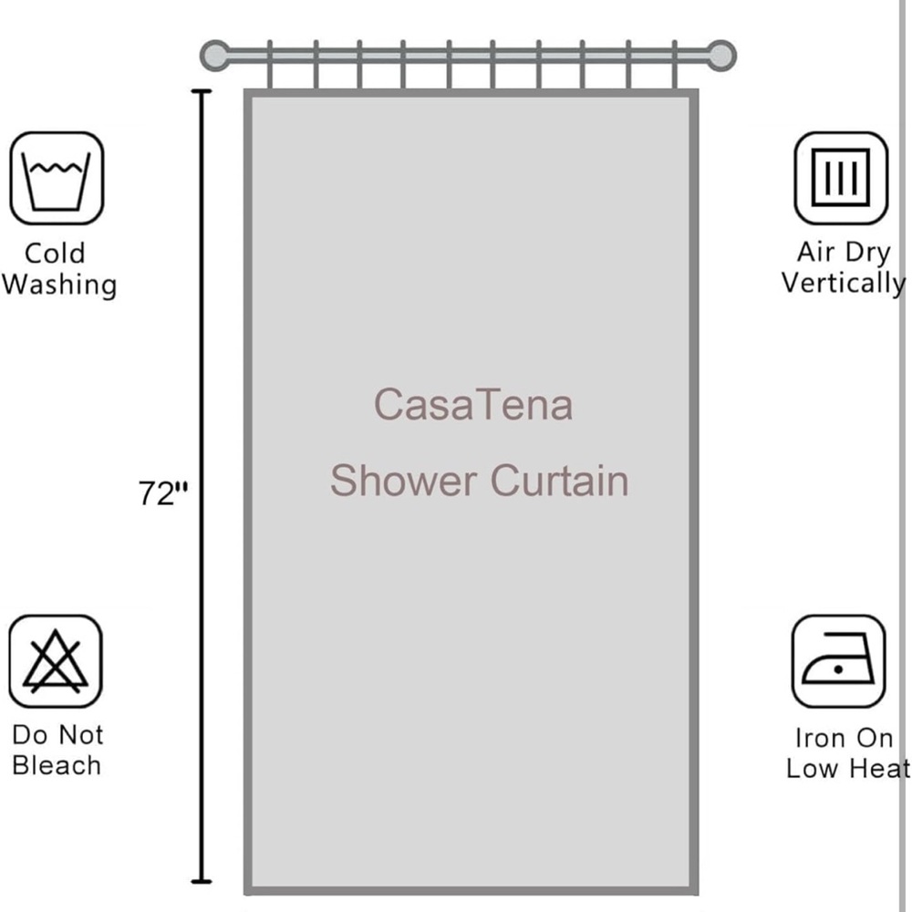 Farmhouse Striped Shower Curtain - 72x72 Inches, Linen Blend Fabric Sage Green - Picture 5 of 7